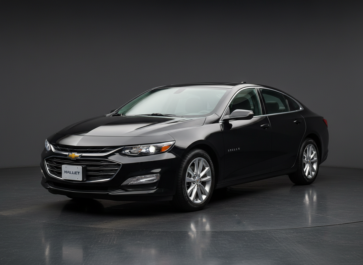 2022 Chevrolet Malibu LT sedan in black, three-quarter front angle